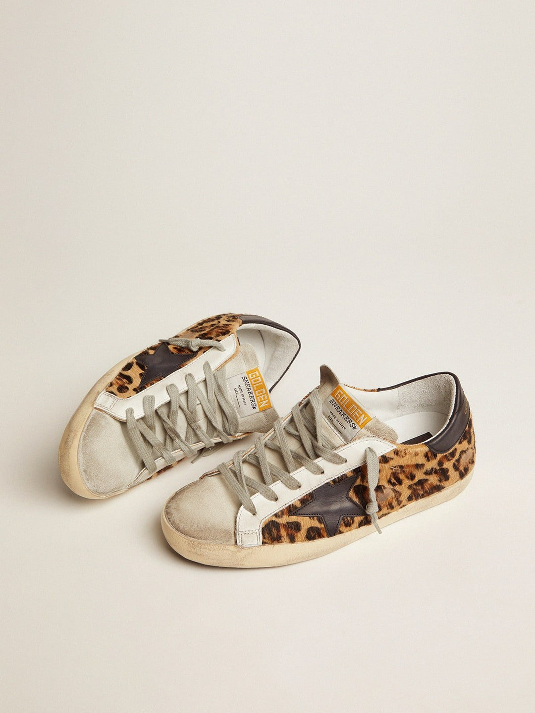 GOLDEN GOOSE FEMME - Women's Super - Star in leopard print leather Beige - Lothaire