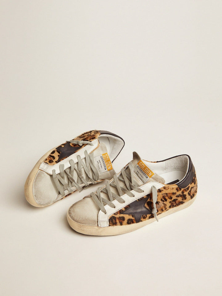GOLDEN GOOSE FEMME - Women's Super - Star in leopard print leather Beige - Lothaire