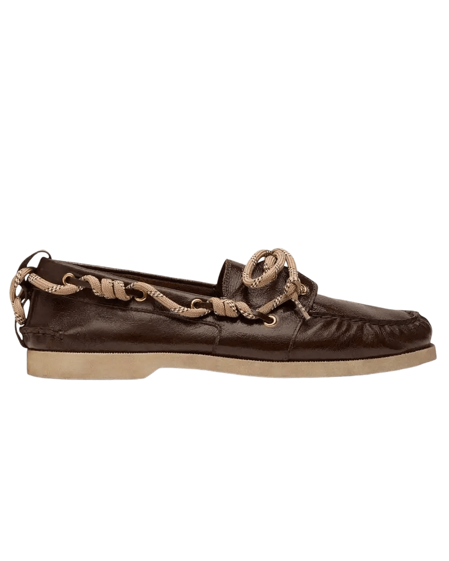 GOLDEN GOOSE - Mocassins Bateau Cruise en Cuir Brillant Marron Foncé - Lothaire