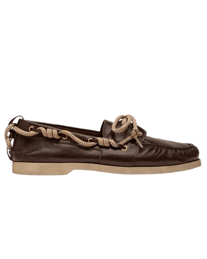 GOLDEN GOOSE - Mocassins Bateau Cruise en Cuir Brillant Marron Foncé - Lothaire