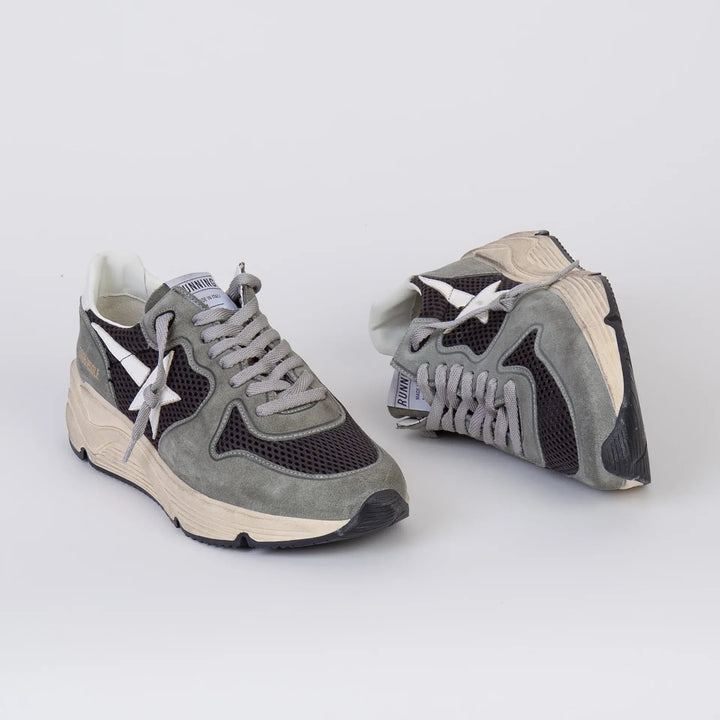 GOLDEN GOOSE - Running Sole en daim gris avec étoile et contrefort blancs - Lothaire