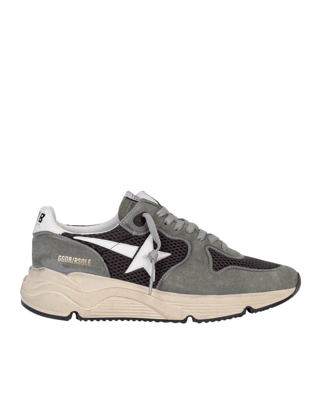 GOLDEN GOOSE - Running Sole en daim gris avec étoile et contrefort blancs - Lothaire