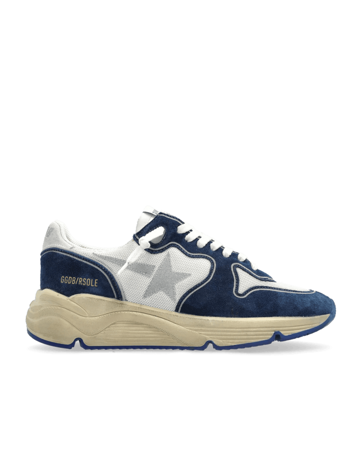 GOLDEN GOOSE - Running Sole pour femme en résille et cuir velours bleu - Lothaire