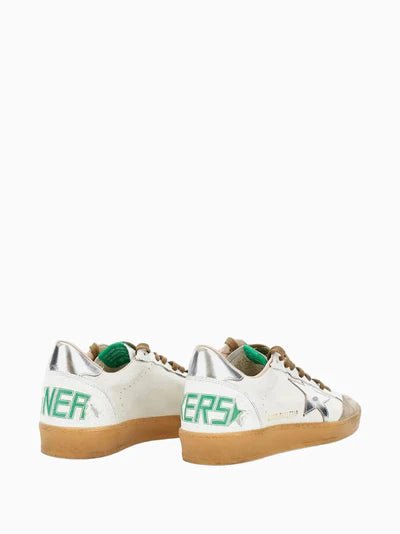 GOLDEN GOOSE - Sneakers Ball Star en cuir et suède Blanc/Beige/Argent - Lothaire