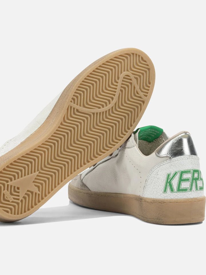 GOLDEN GOOSE - Sneakers Ball Star en cuir et suède Blanc/Beige/Argent - Lothaire