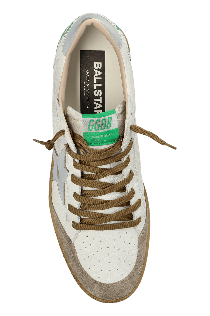 GOLDEN GOOSE - Sneakers Ball Star en cuir et suède Blanc/Beige/Argent - Lothaire