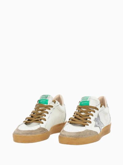 GOLDEN GOOSE - Sneakers Ball Star en cuir et suède Blanc/Beige/Argent - Lothaire