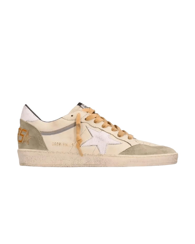 GOLDEN GOOSE - Sneakers Ball Star en cuir nappa et suède Blanc / Vert - Lothaire