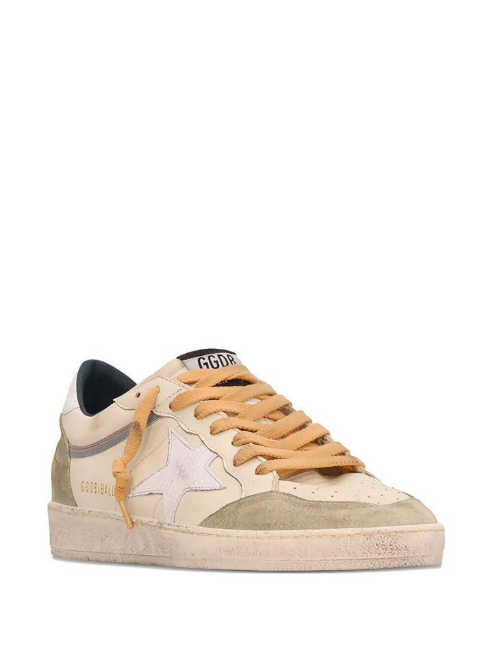 GOLDEN GOOSE - Sneakers Ball Star en cuir nappa et suède Blanc / Vert - Lothaire