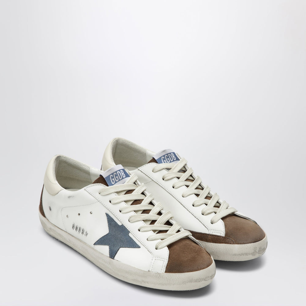 GOLDEN GOOSE - Sneakers Super-Star Blanc / Marron / Bleu / Crème - Lothaire