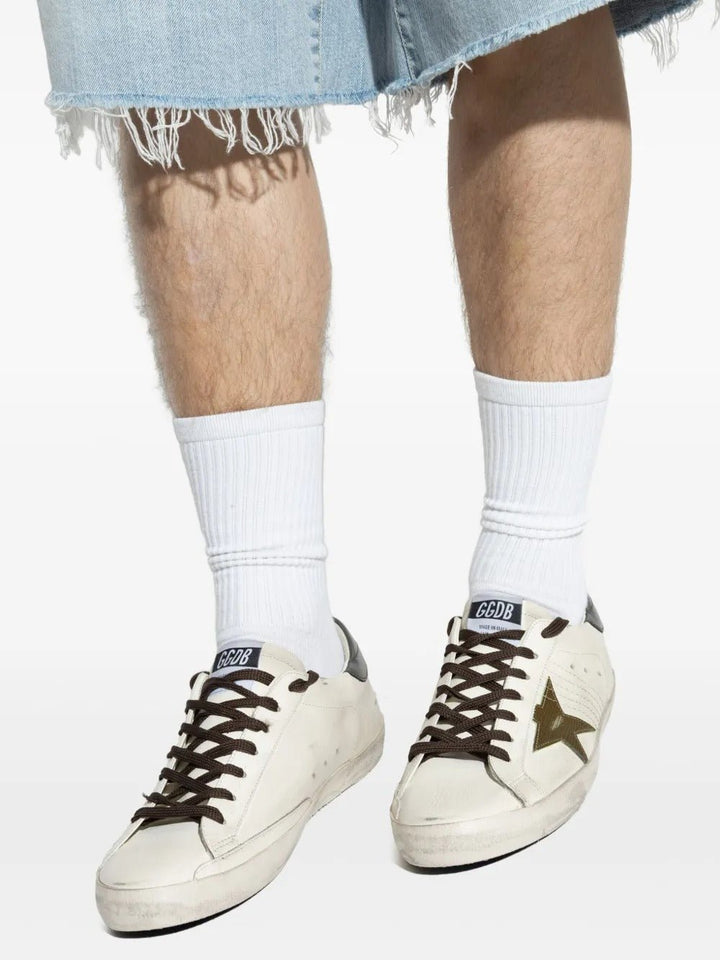 GOLDEN GOOSE - Super Star Blanche et kaki - Lothaire