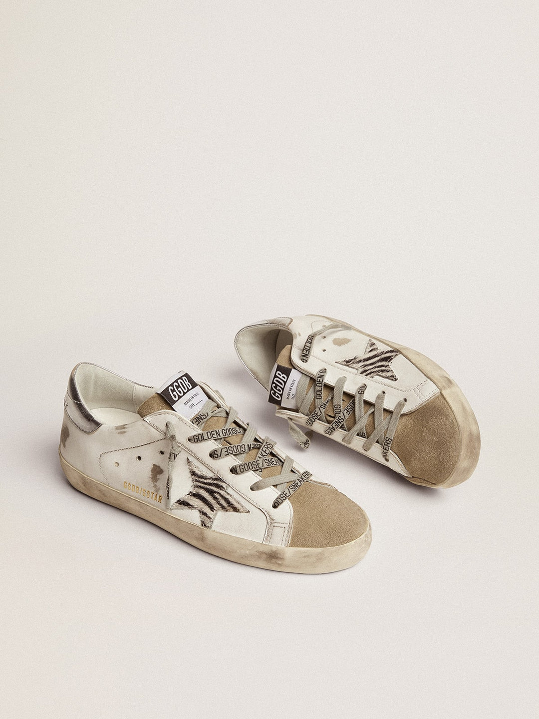 GOLDEN GOOSE - Super - Star femme avec étoile en cuir façon poulain zébré - Lothaire