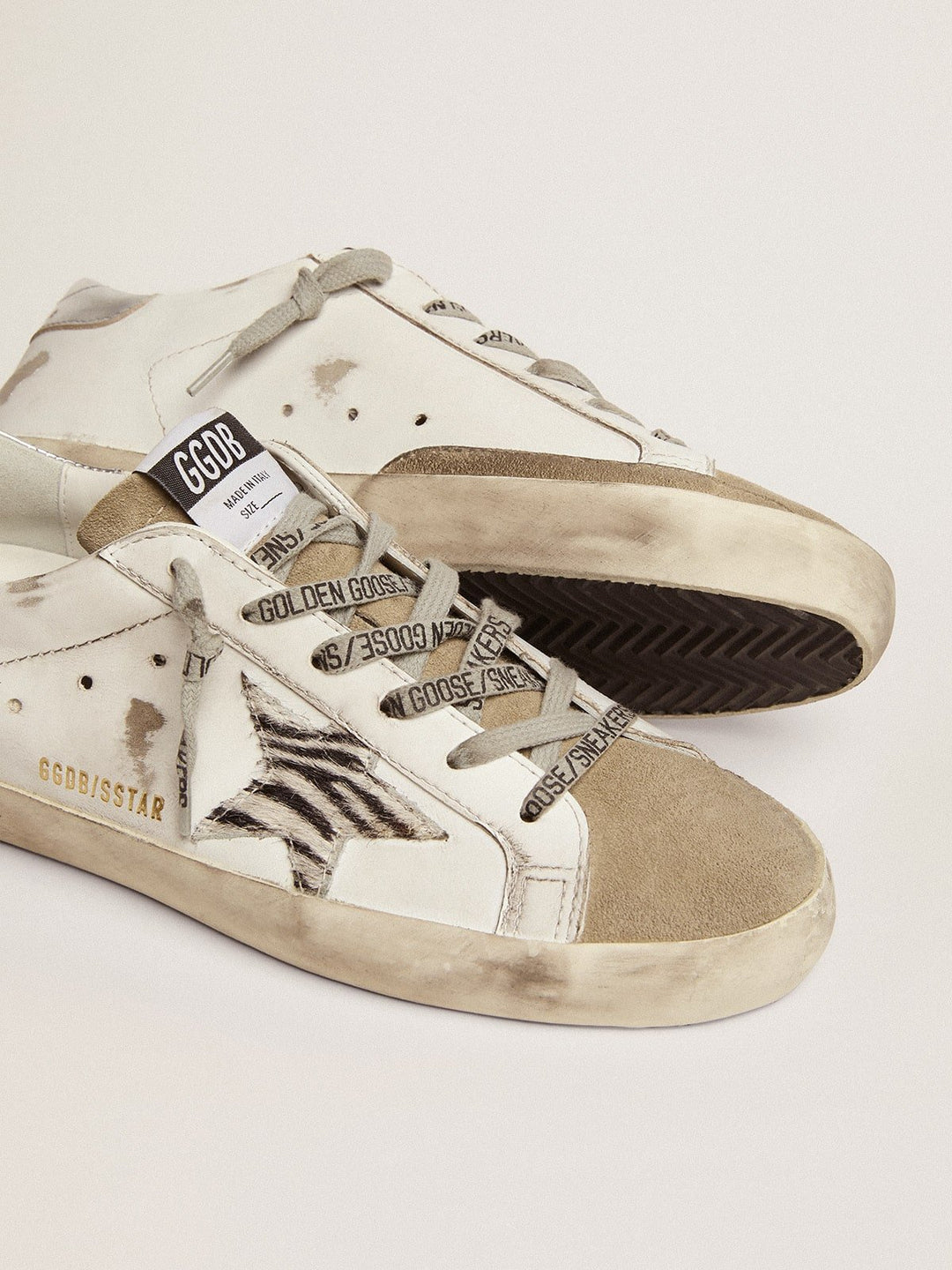 GOLDEN GOOSE - Super - Star femme avec étoile en cuir façon poulain zébré - Lothaire