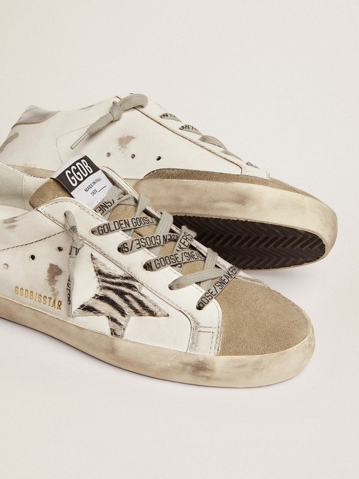 GOLDEN GOOSE - Super - Star femme avec étoile en cuir façon poulain zébré - Lothaire
