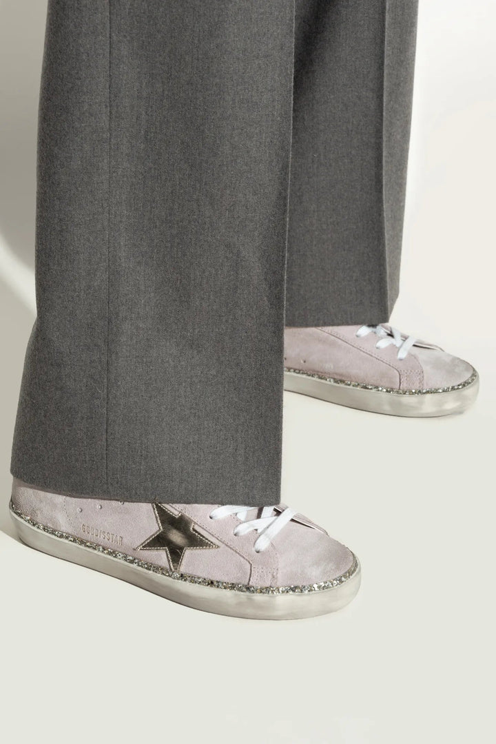 GOLDEN GOOSE - Super - Star rose avec étoile en cuir en contrefort platine métallisés - Lothaire