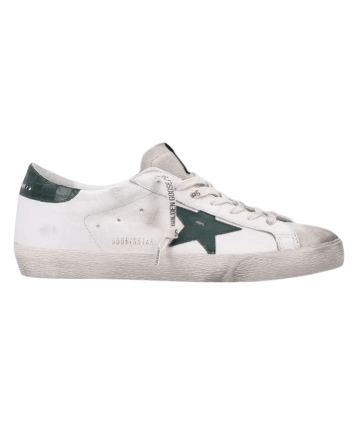 GOLDEN GOOSE - Super - Star Sneakers nappa leather with green star Blanc - Lothaire