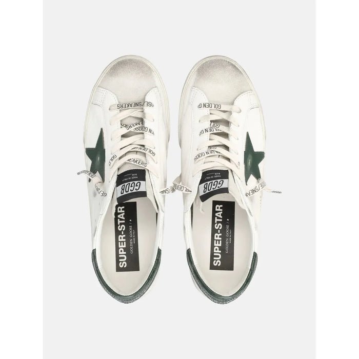 GOLDEN GOOSE - Super - Star Sneakers nappa leather with green star Blanc - Lothaire