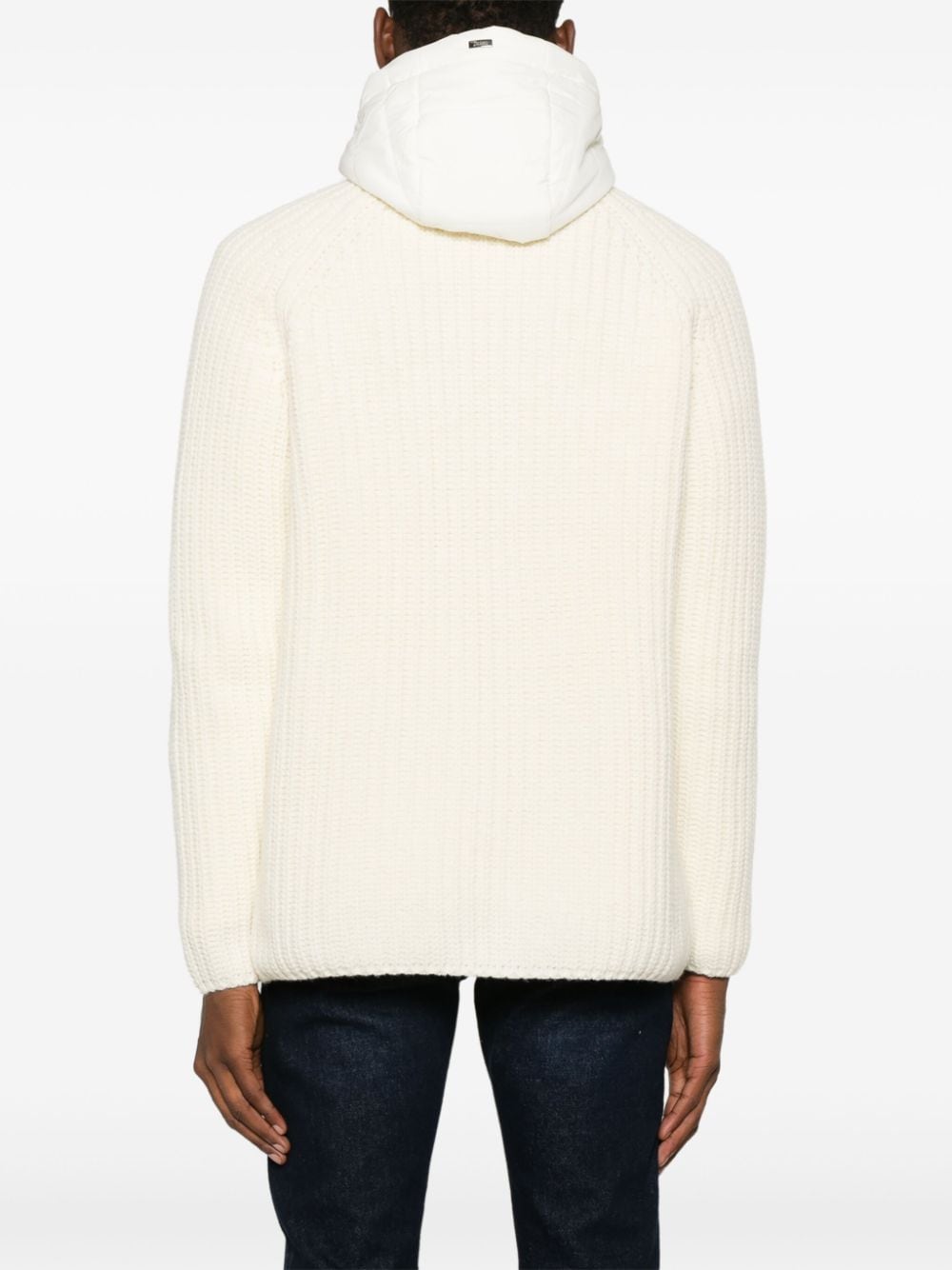 HERNO - Cardigan en laine vierge beige avec capuche - Lothaire