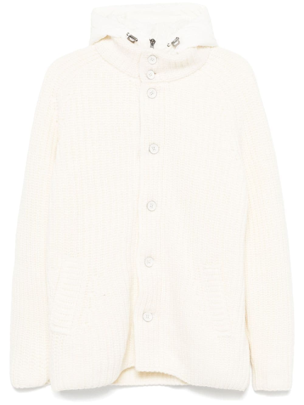 HERNO - Cardigan en laine vierge beige avec capuche - Lothaire
