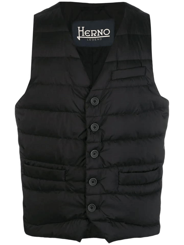 Herno - Gilet noir matelassé à boutonnière - Lothaire