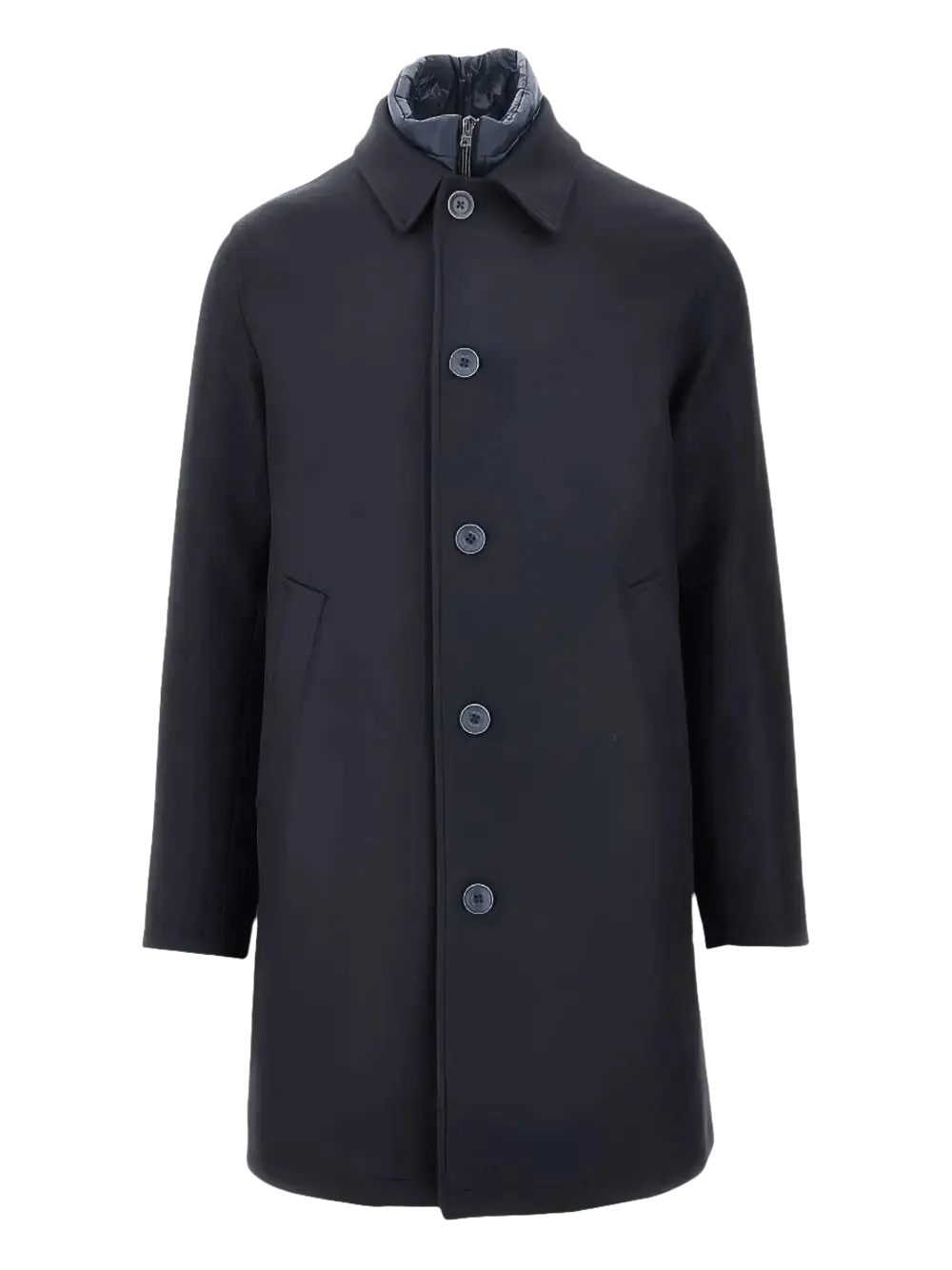 HERNO - Manteau droit à boutonnage simple bleu marin - Lothaire