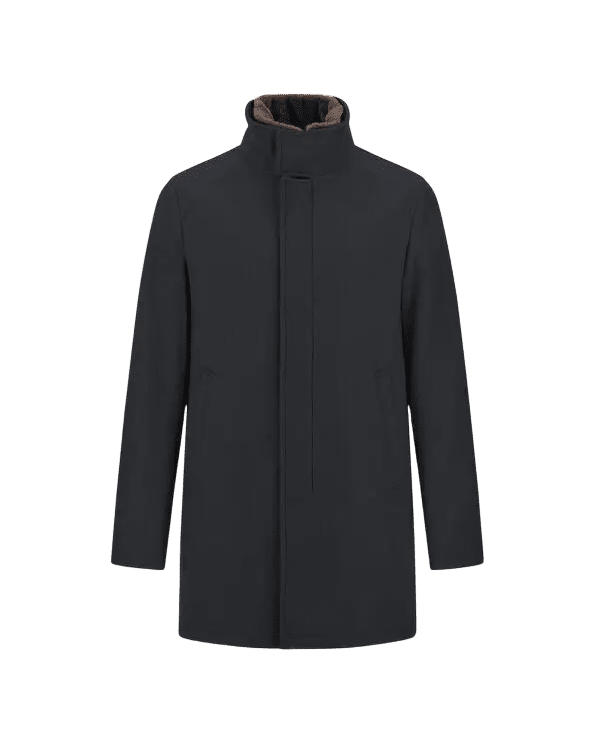 HERNO - Manteau en Laine Vierge et Fourrure Synthétique Bleu Marine - Lothaire