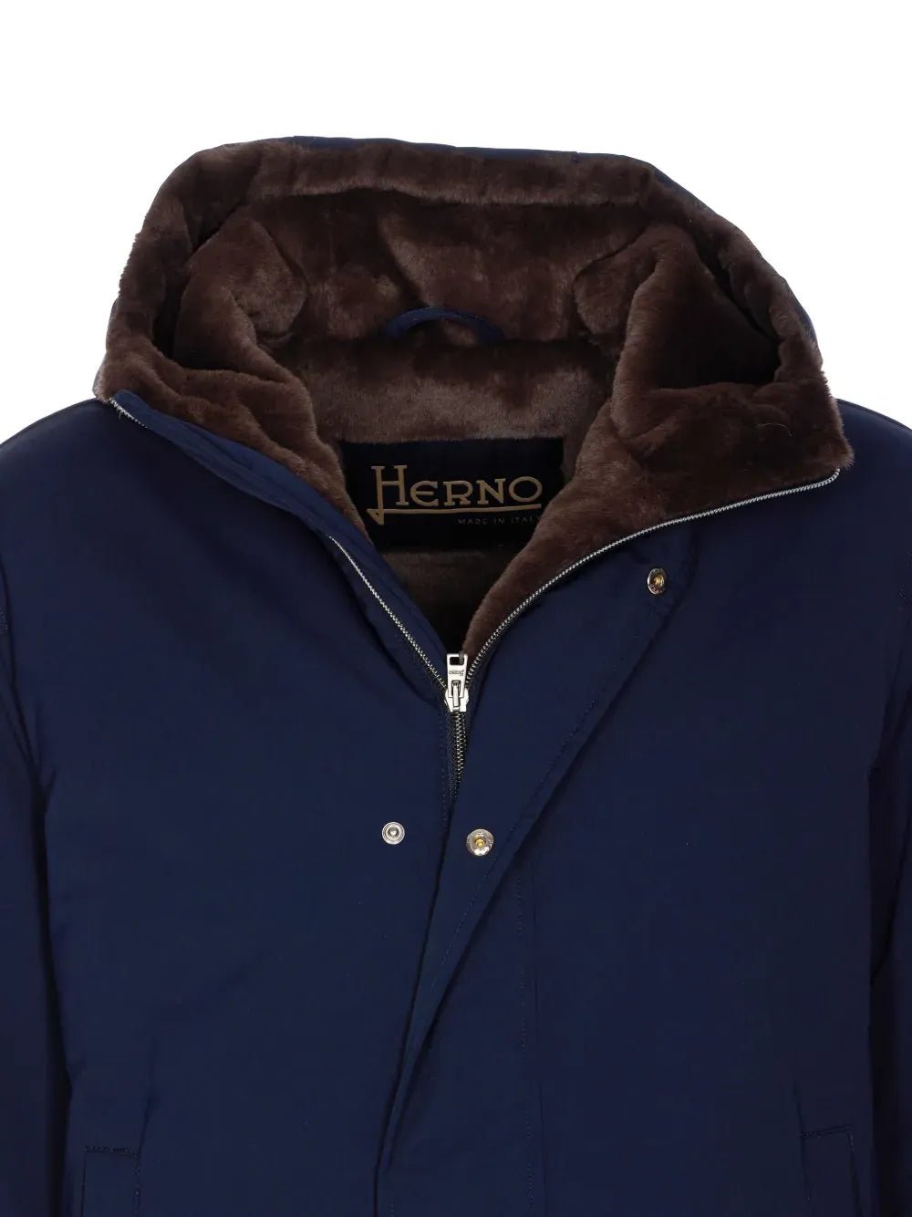 HERNO - parka à capuche doublée bleu marine - Lothaire