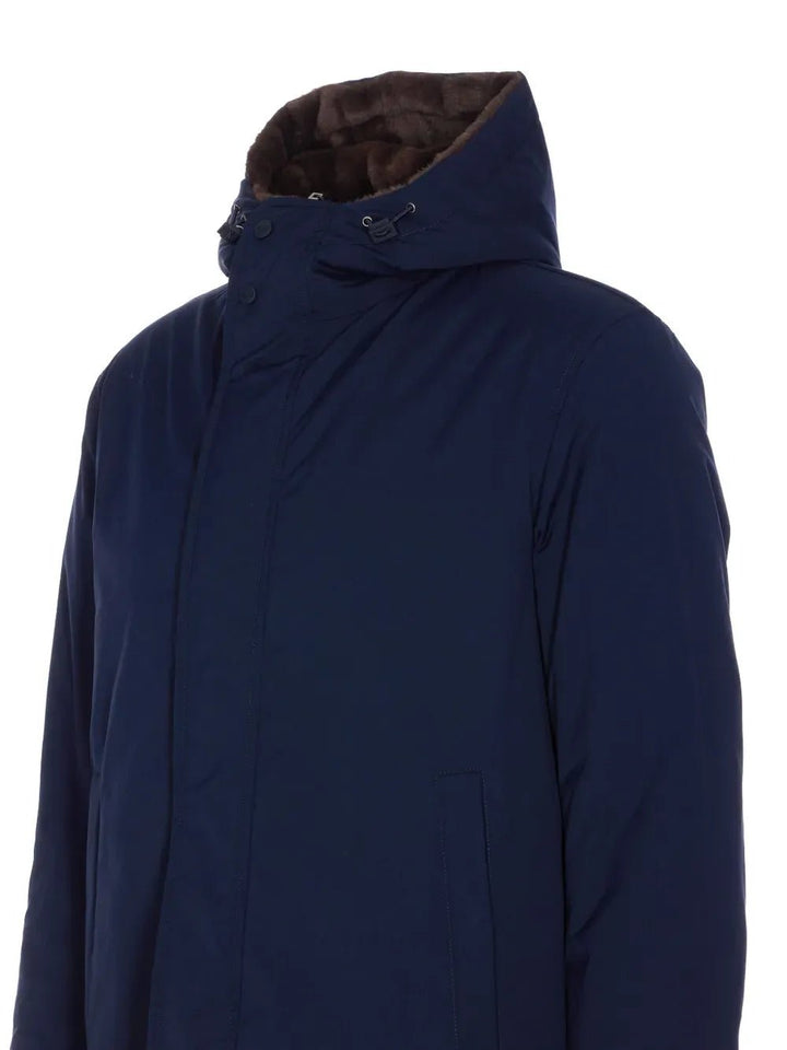 HERNO - parka à capuche doublée bleu marine - Lothaire