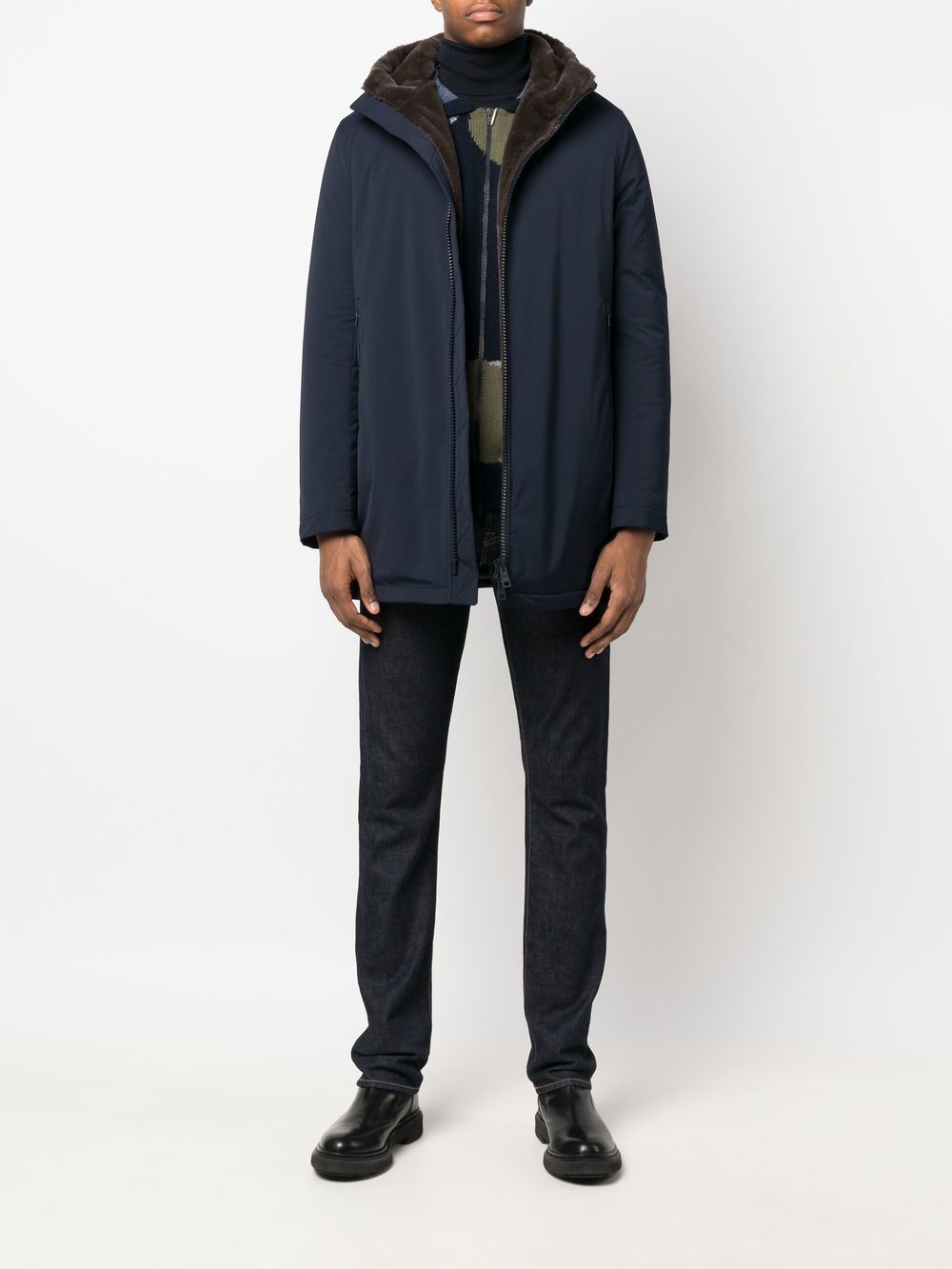 HERNO - Parka matelassée à capuche bleu marine - Lothaire