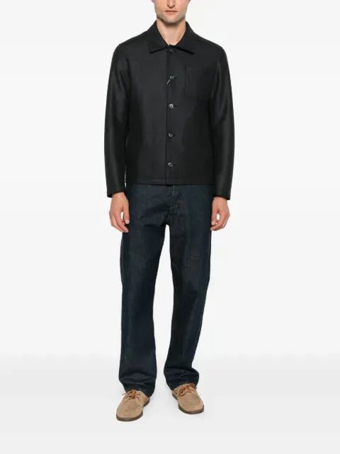 HERNO - veste boutonnée à poches plaquées bleu marine - Lothaire