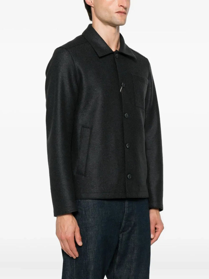 HERNO - veste boutonnée à poches plaquées bleu marine - Lothaire