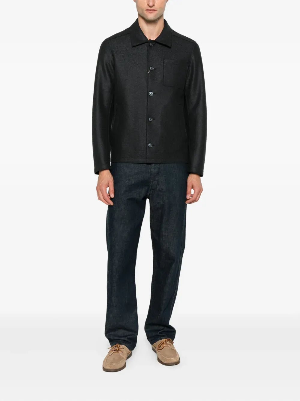 HERNO - veste boutonnée à poches plaquées bleu marine - Lothaire