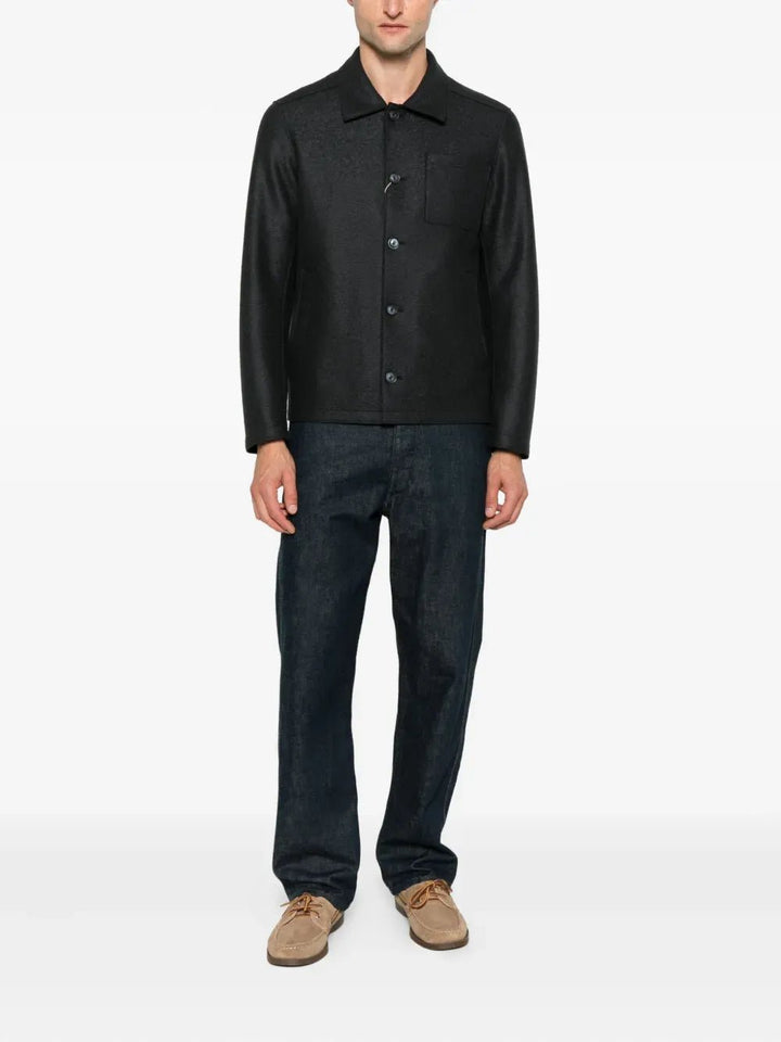 HERNO - veste boutonnée à poches plaquées bleu marine - Lothaire