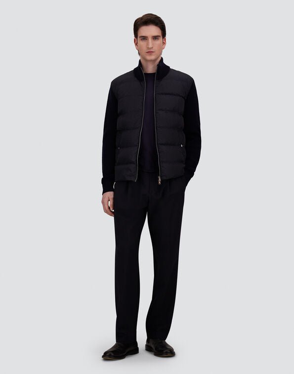 HERNO - Veste en laine mérinos à point gaufré et nylon Bleu foncé - Lothaire