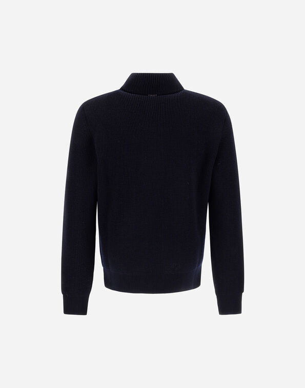 HERNO - Veste en laine mérinos à point gaufré et nylon Bleu foncé - Lothaire