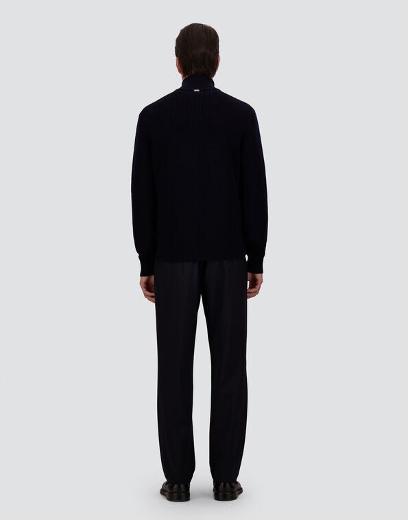 HERNO - Veste en laine mérinos à point gaufré et nylon Bleu foncé - Lothaire