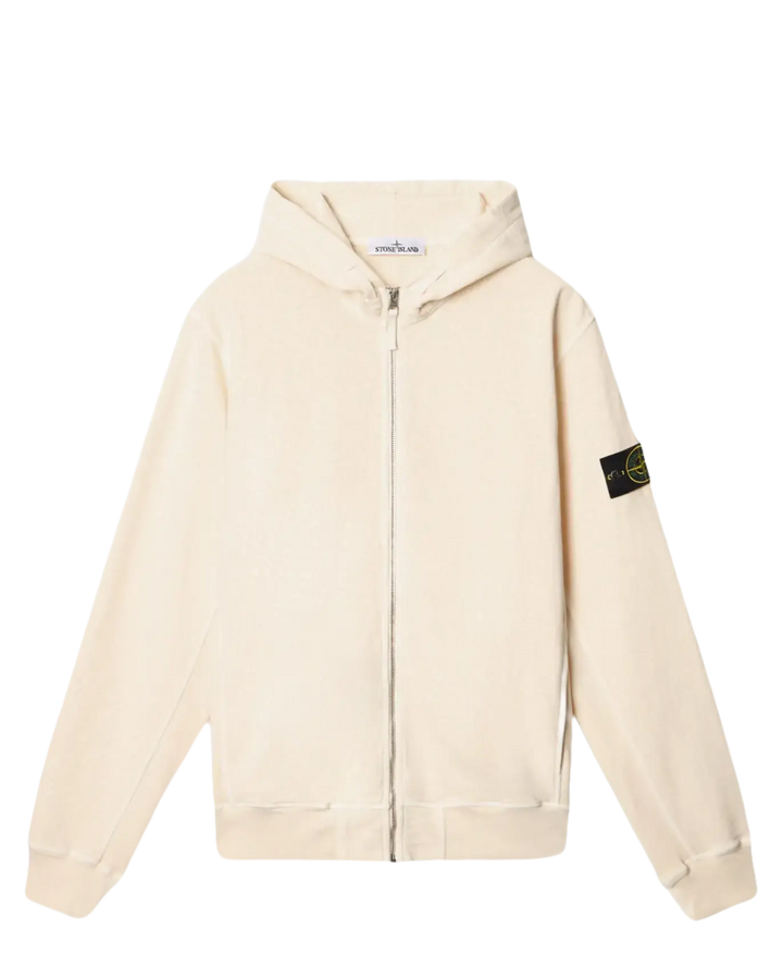 STONE ISLAND - Sweat-shirt à capuche zippé ivoire