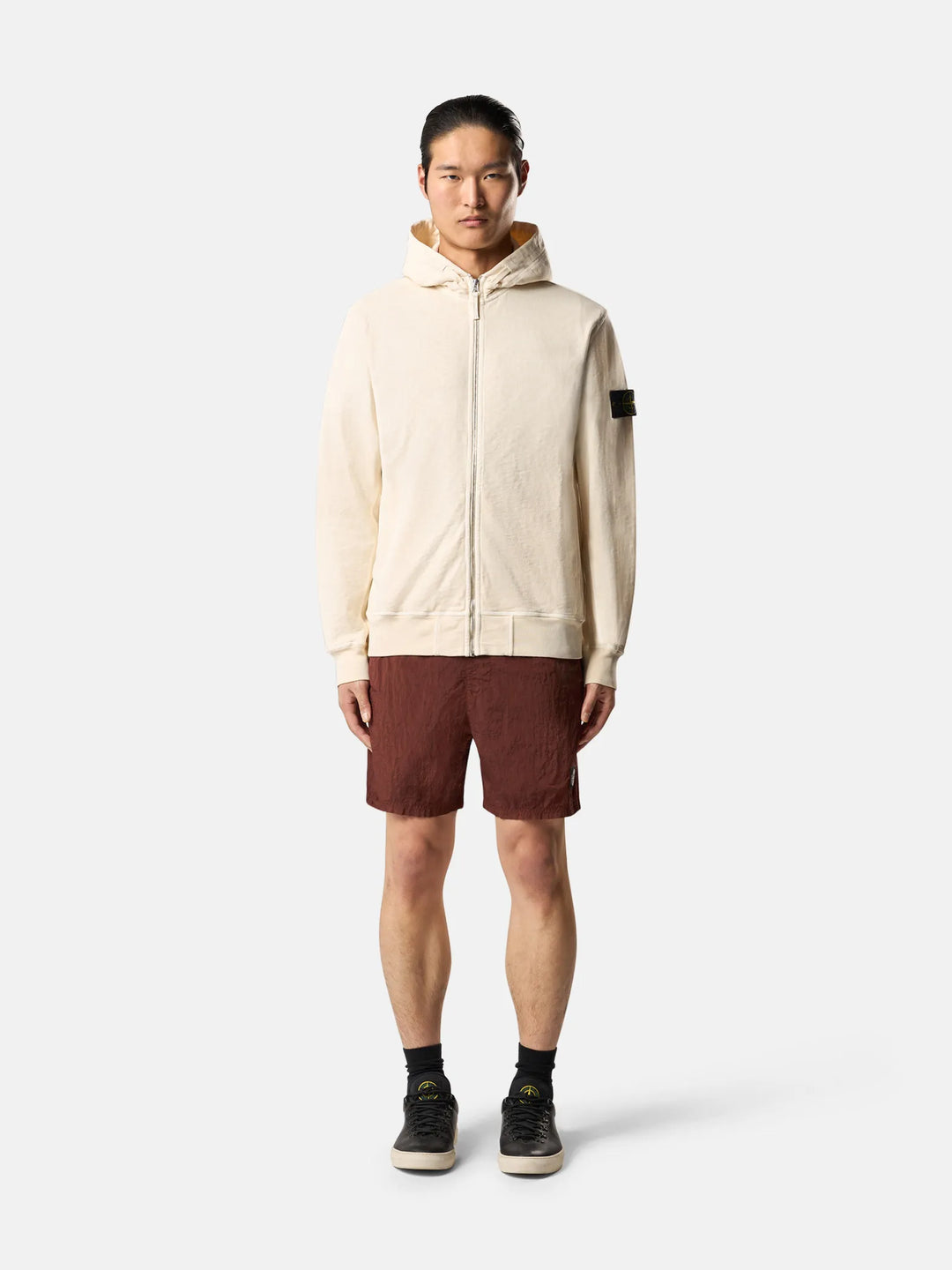 STONE ISLAND - Sweat-shirt à capuche zippé ivoire