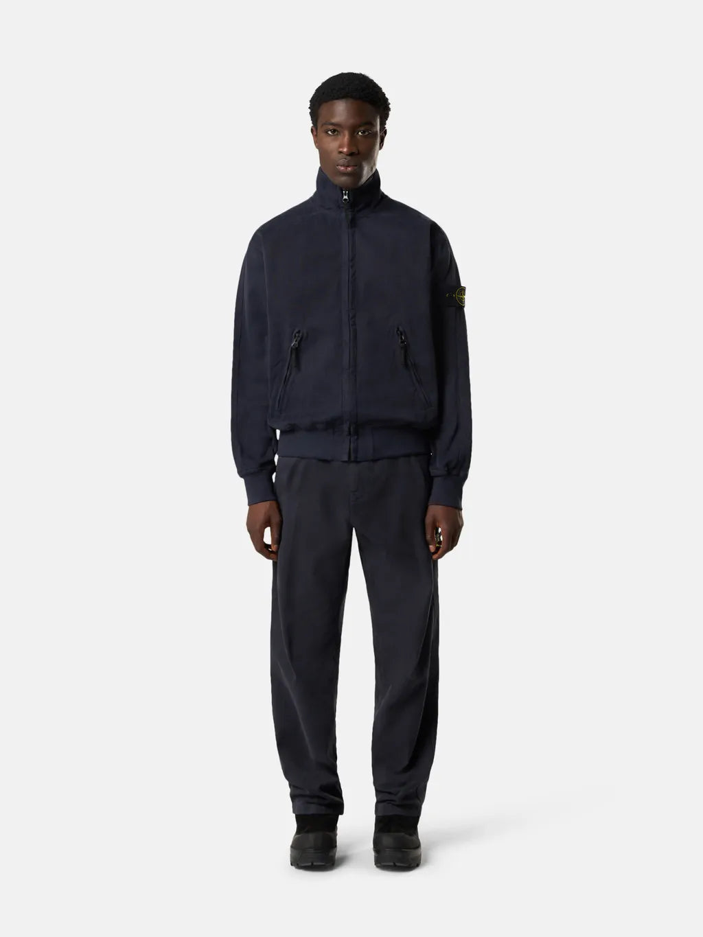 STONE ISLAND - Pantalon chino coupe ample à poches pressionnées NOIR
