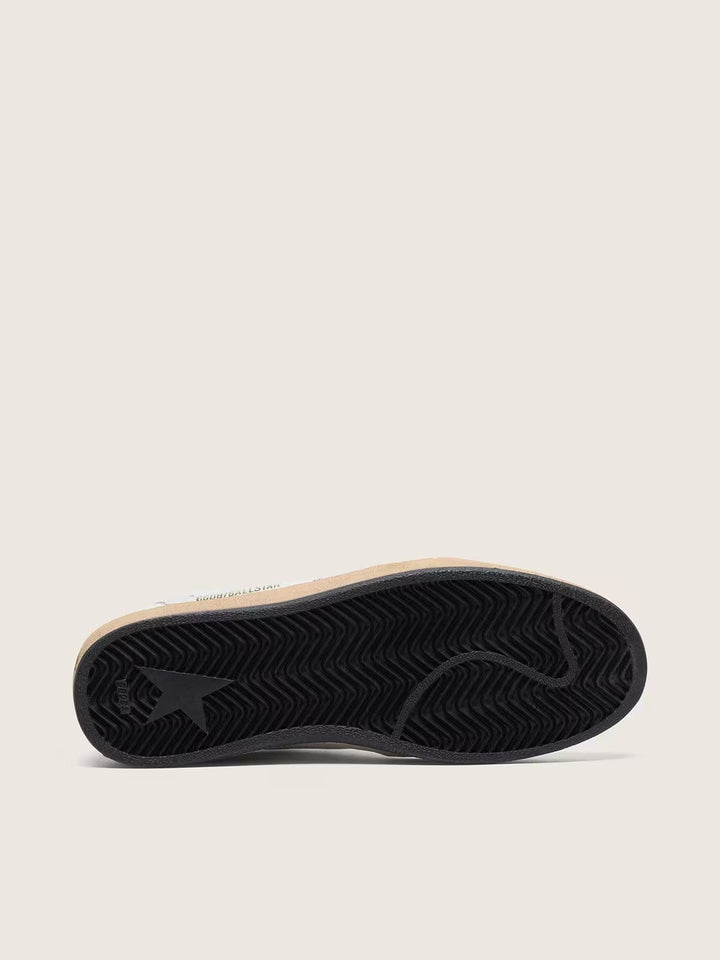 GOLDEN GOOSE FEMME - Basket cuir blanc avec étoile argentée paillettes