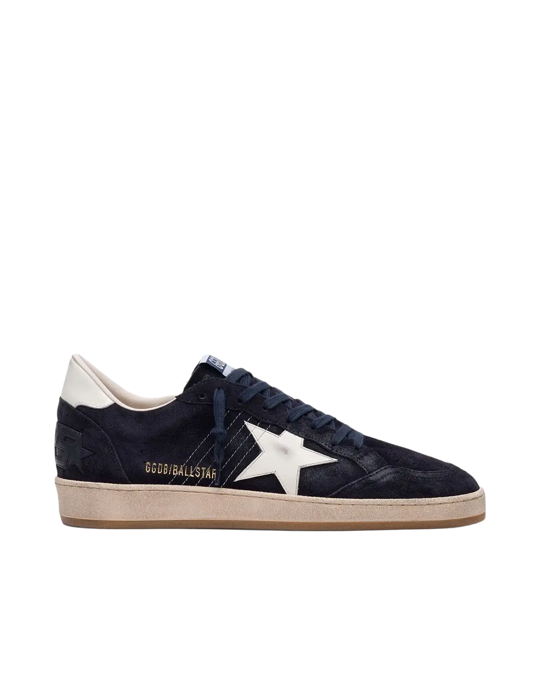 GOLDEN GOOSE - Basket ball star en cuir velour bleu foncé avec étoile blanche