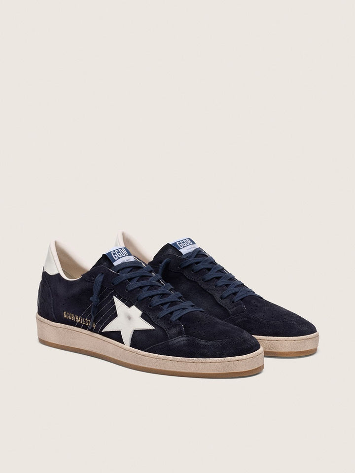 GOLDEN GOOSE - Basket ball star en cuir velour bleu foncé avec étoile blanche