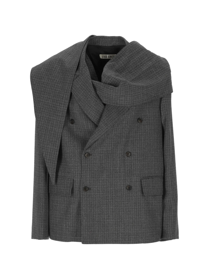 THE EROSE - Veste croisée Jannis Gris à carreaux