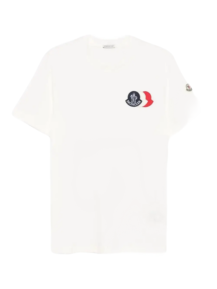 MONCLER - T-shirts à patch logo blanc