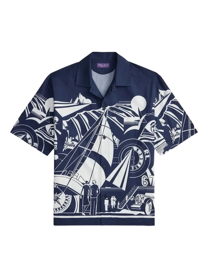 Ralph Lauren Purple Label chemise à imprimé et à manches courtes bleu