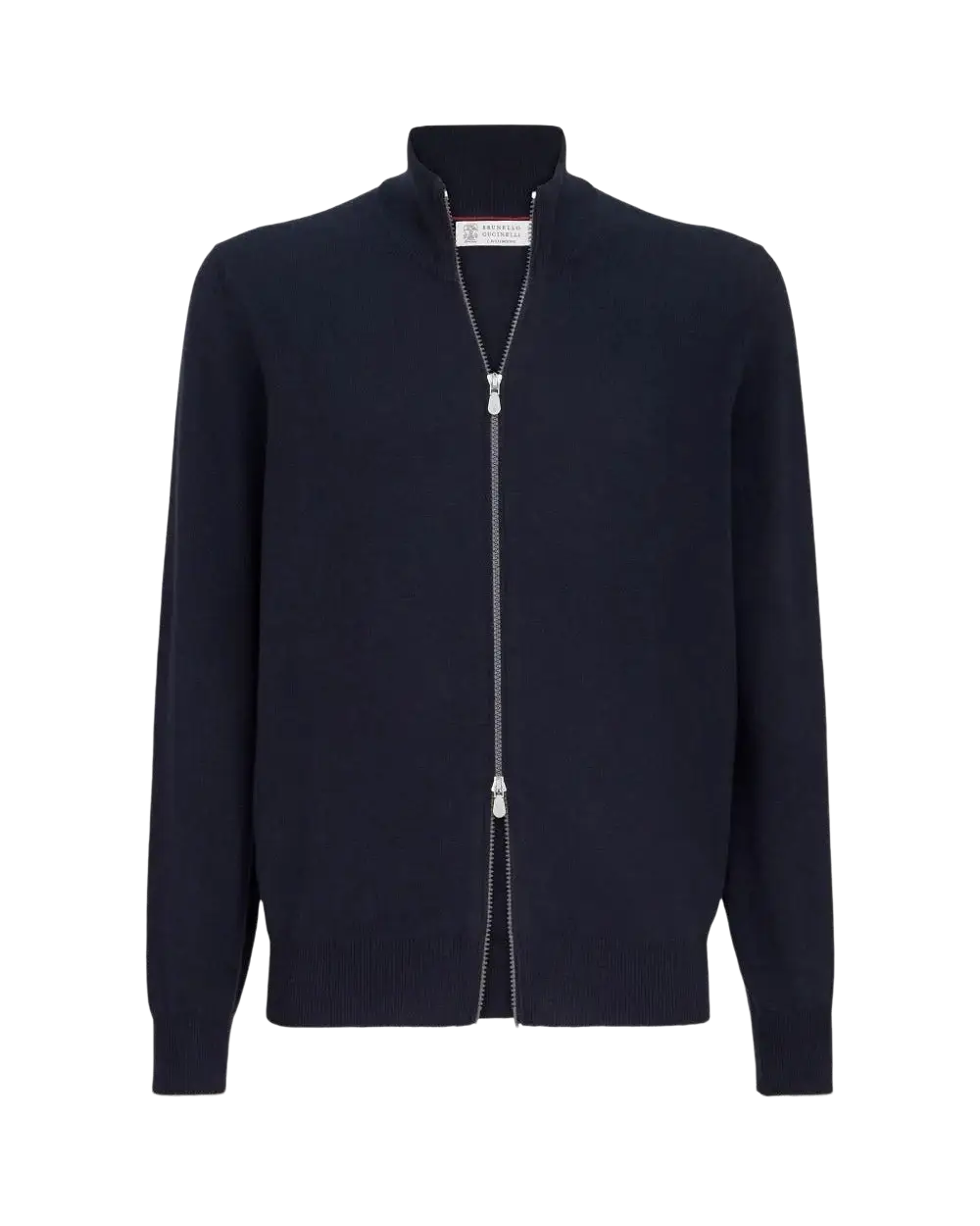 BRUNELLO CUCINELLI - Cardigan Col Montant en Cachemire Bleu Marine