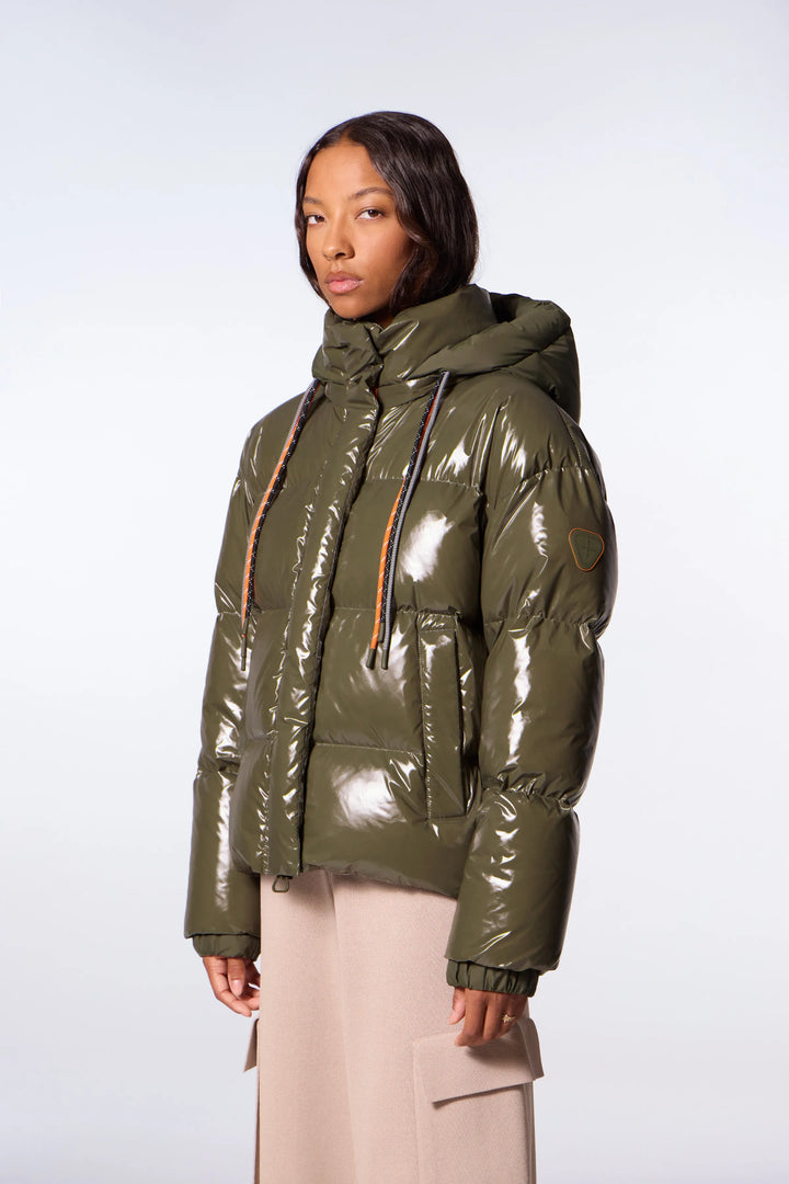 GERTRUDE - Doudoune courte brillante Lili Bright Khaki
