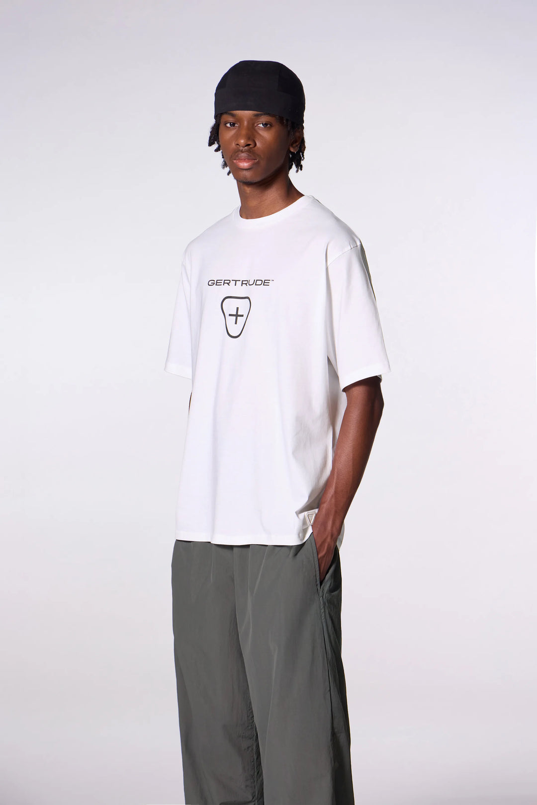 GERTRUDE - T-shirt en coton avec logo contrasté Leonce Logo Blanc