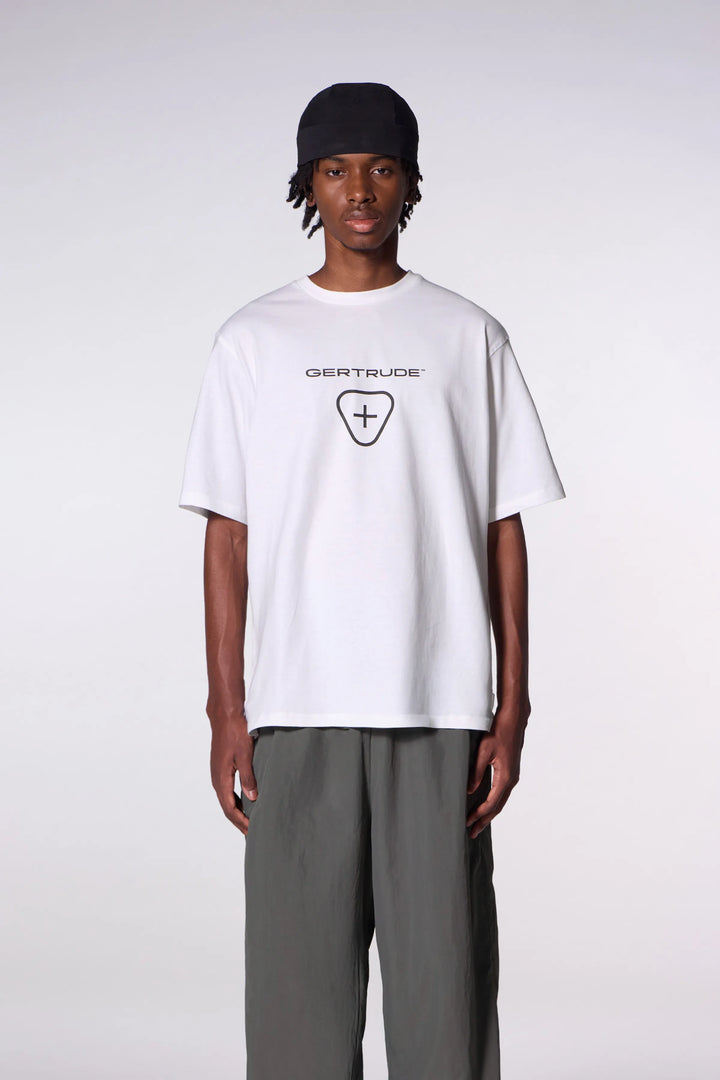 GERTRUDE - T-shirt en coton avec logo contrasté Leonce Logo Blanc
