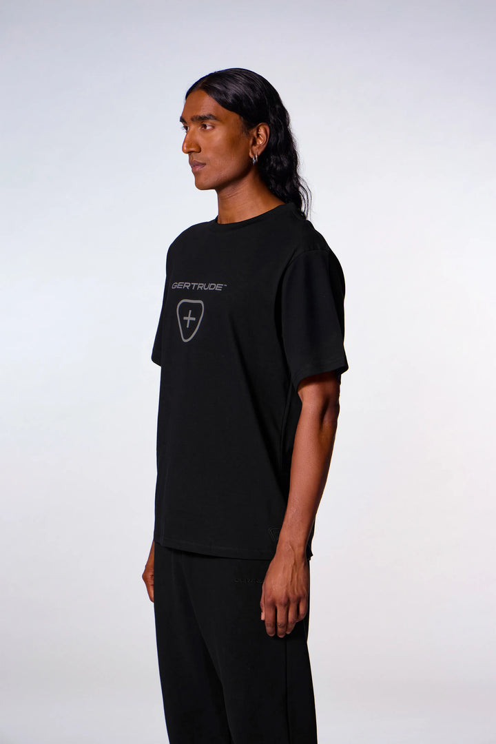 GERTRUDE - T-shirt en coton avec logo contrasté Leonce Logo Noir